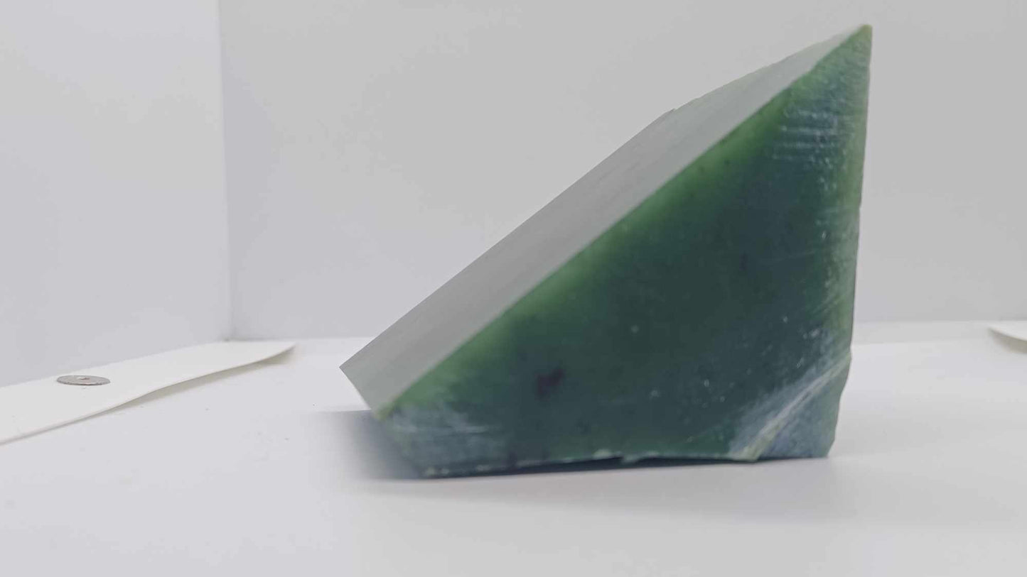 BC Nephrite Jade - 348g Slab - Triangle Cut - Grade B