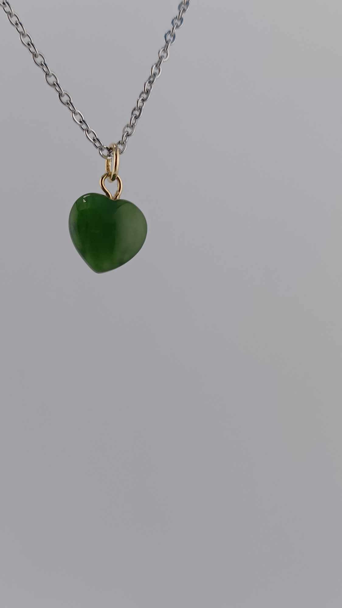 British Columbia Nephrite Jade Heart Pendant Necklace - Small