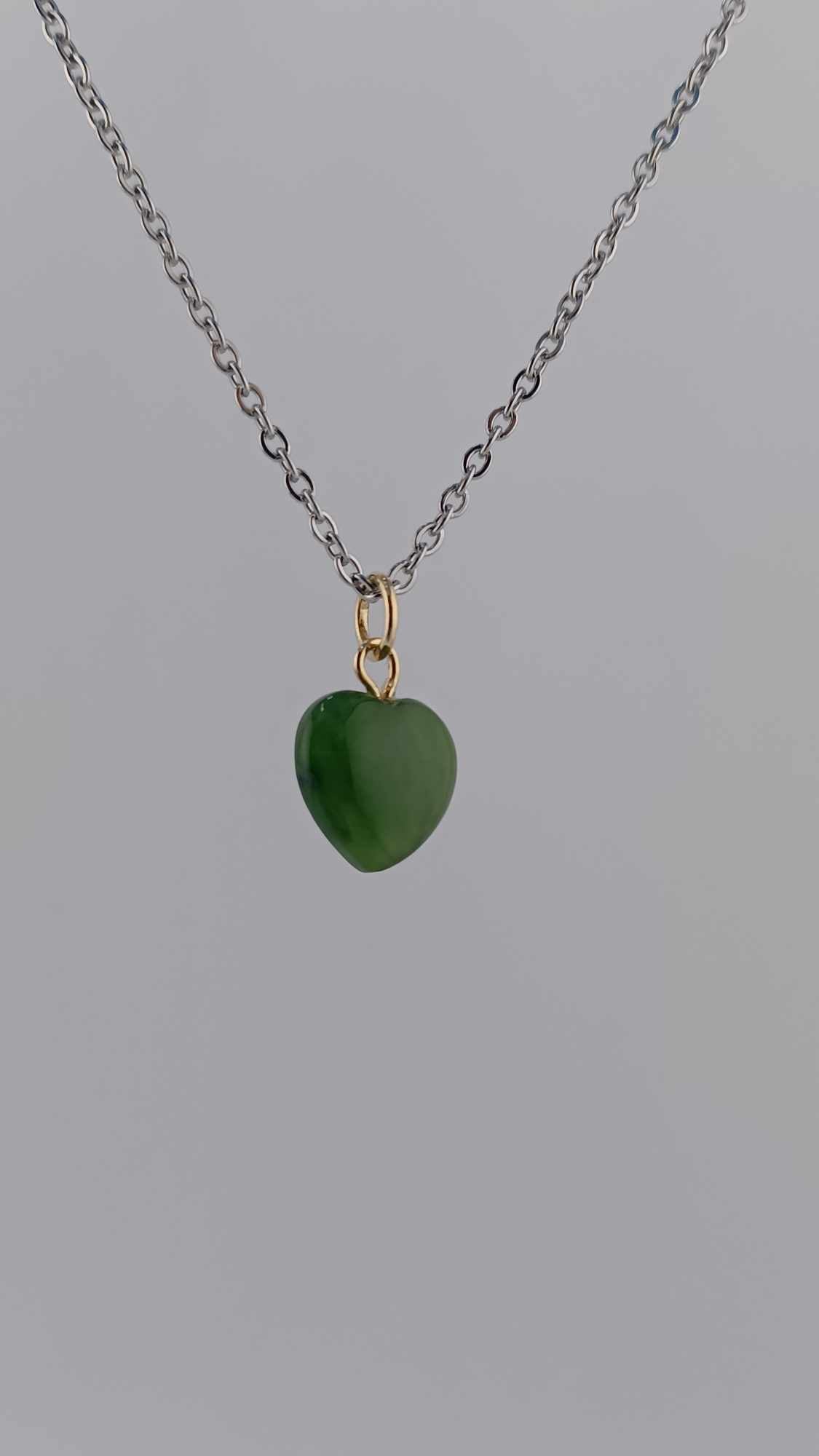 British Columbia Nephrite Jade Heart Pendant Necklace - Small