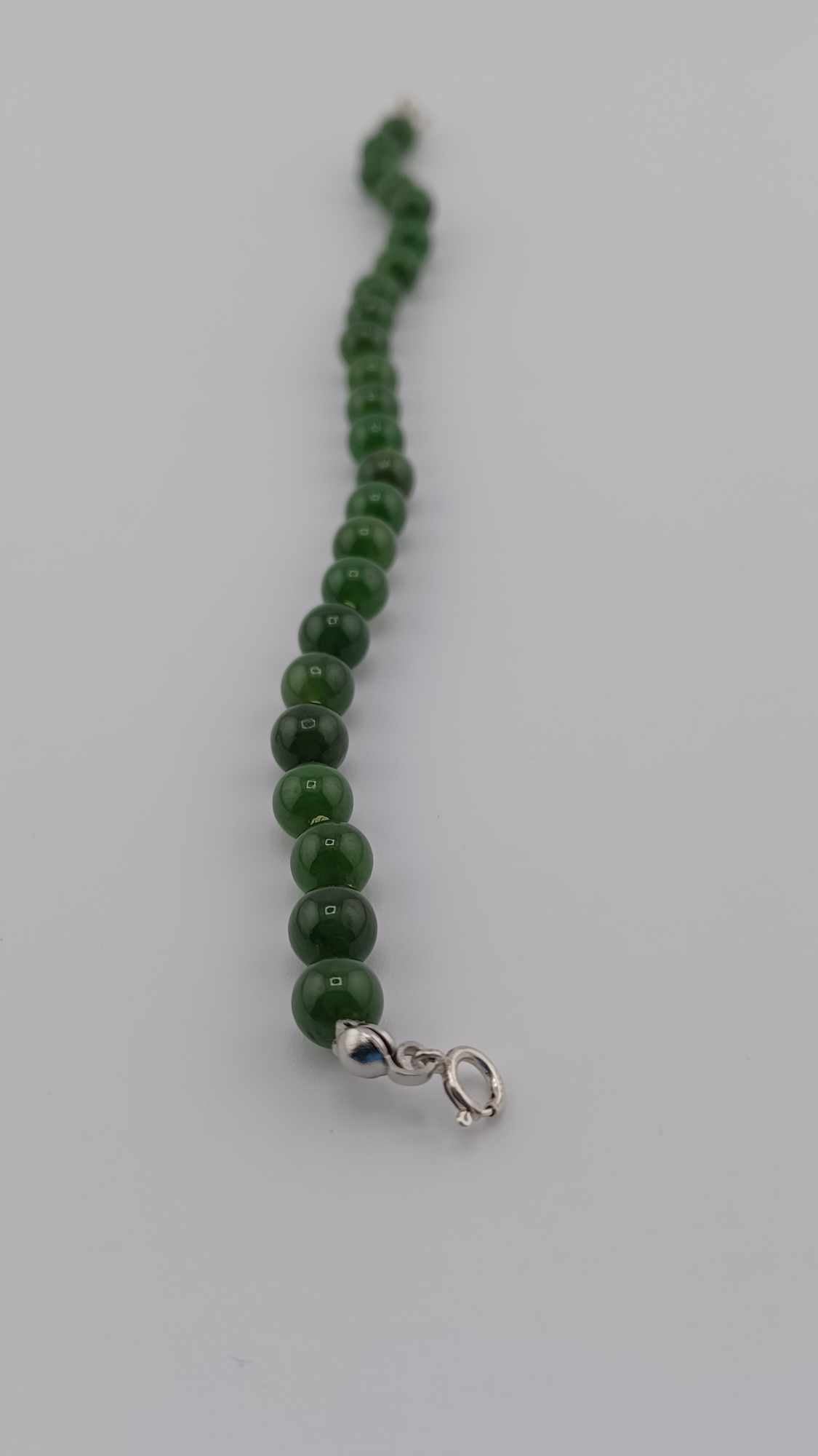 British Columbia Nephrite Jade Beaded Bracelet 6mm - High Quality - Small