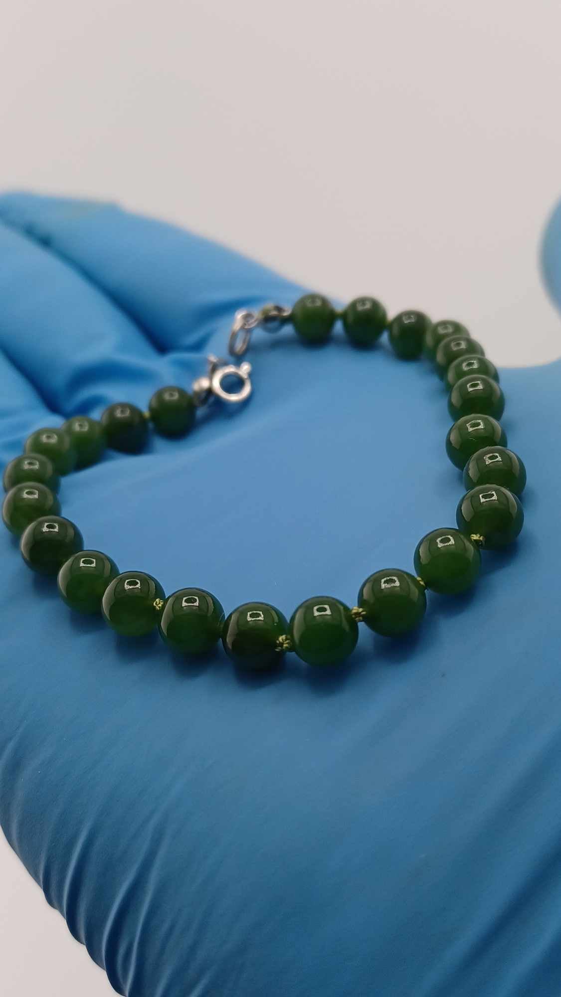 British Columbia Nephrite Jade Beaded Bracelet 6mm - High Quality - Small