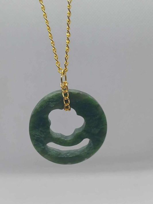 Flower Jade Pendent Necklace (Grade-A)