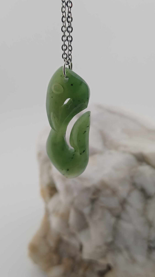 Grade-A Bird Nephrite Jade Hook Pendant Necklace - High Quality