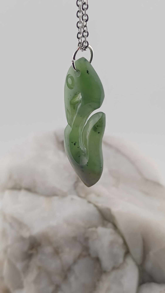 Nephrite Jade Bird-Hook Pendant Necklace - Grade B