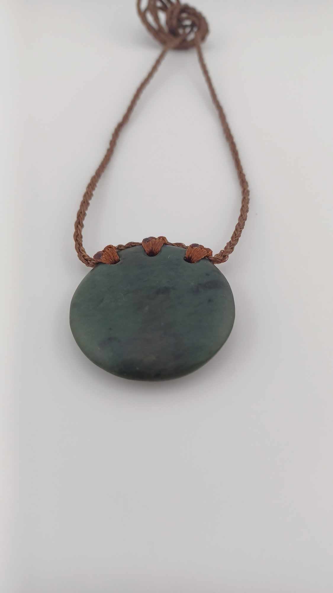 New Zealand Dark Green Pounamu Jade Circle Pendant Necklace