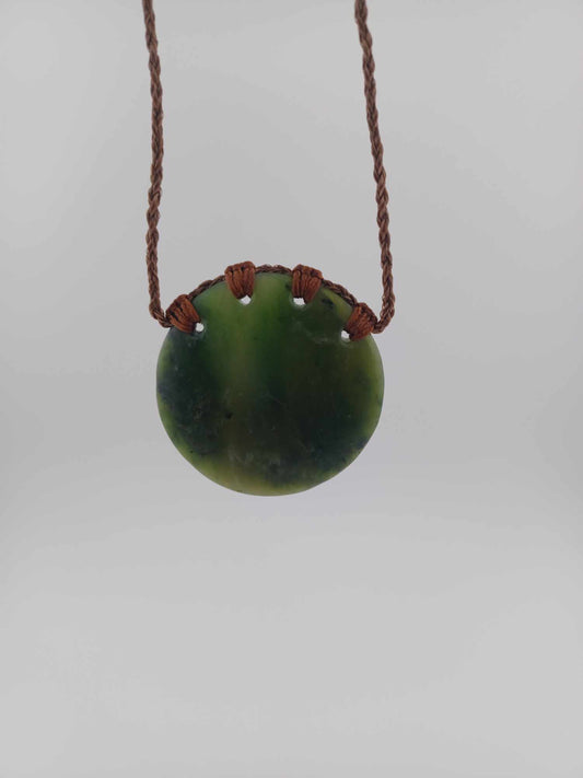 New Zealand Pounamu Jade Circle Pendant Necklace - 45mm