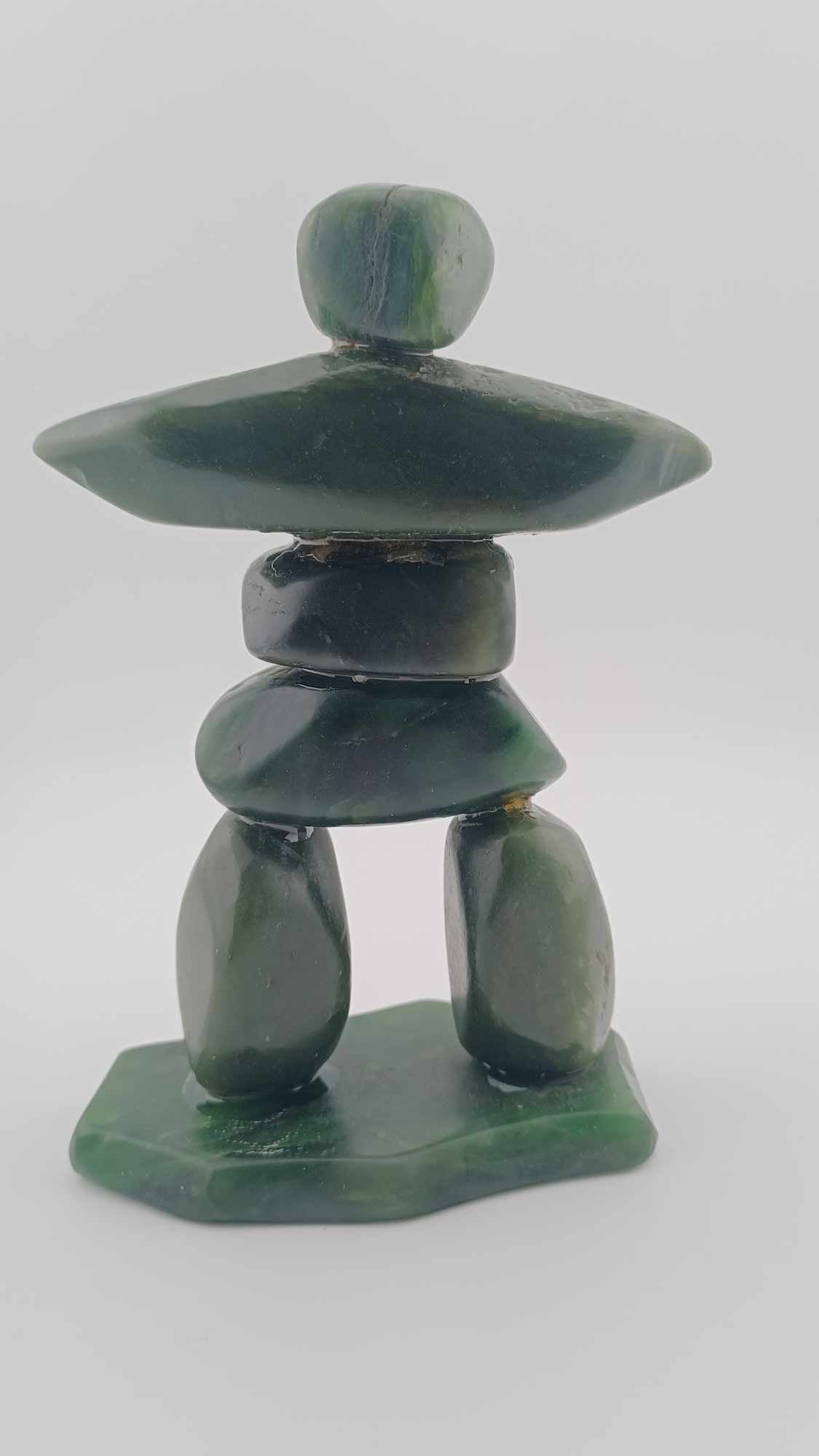 Handcrafted Nephrite Jade Inukshuk Sculpture - 358 grams