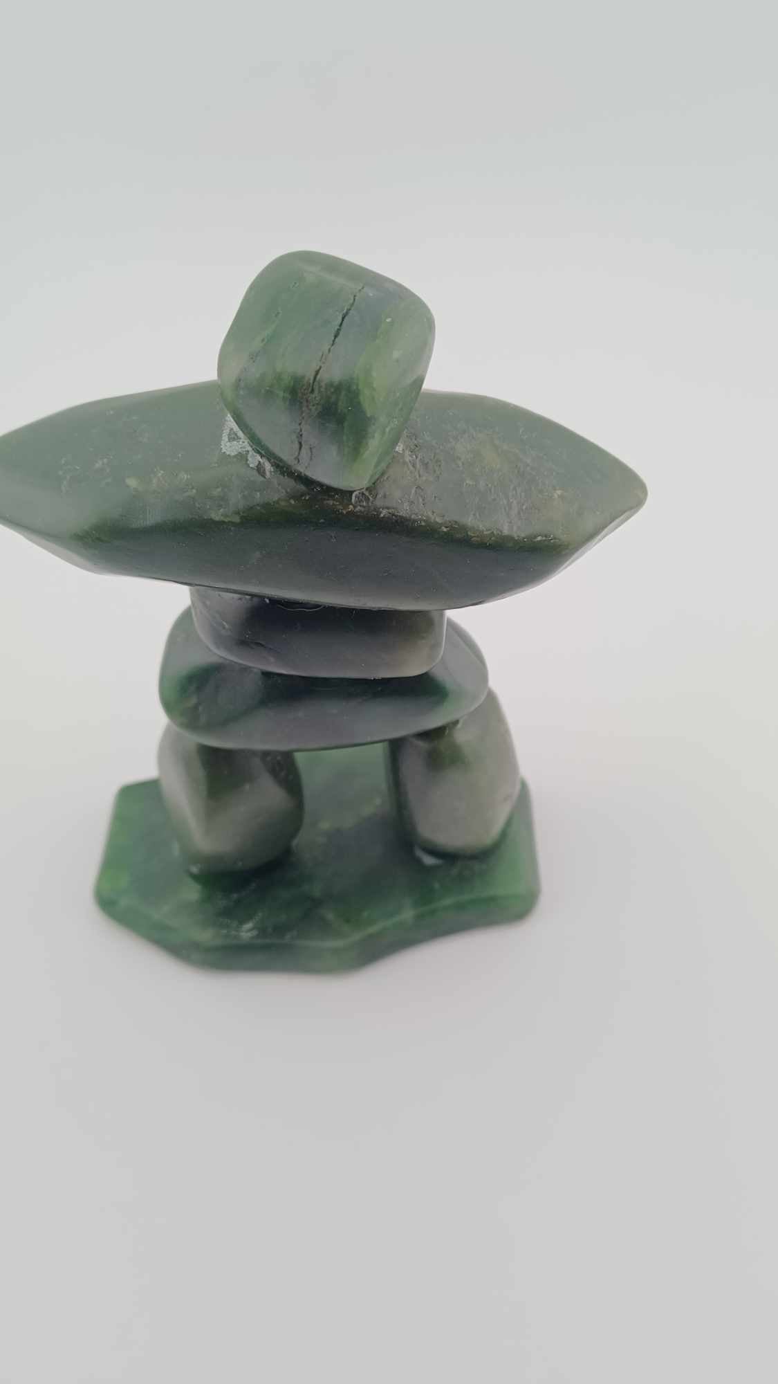 Handcrafted Nephrite Jade Inukshuk Sculpture - 358 grams