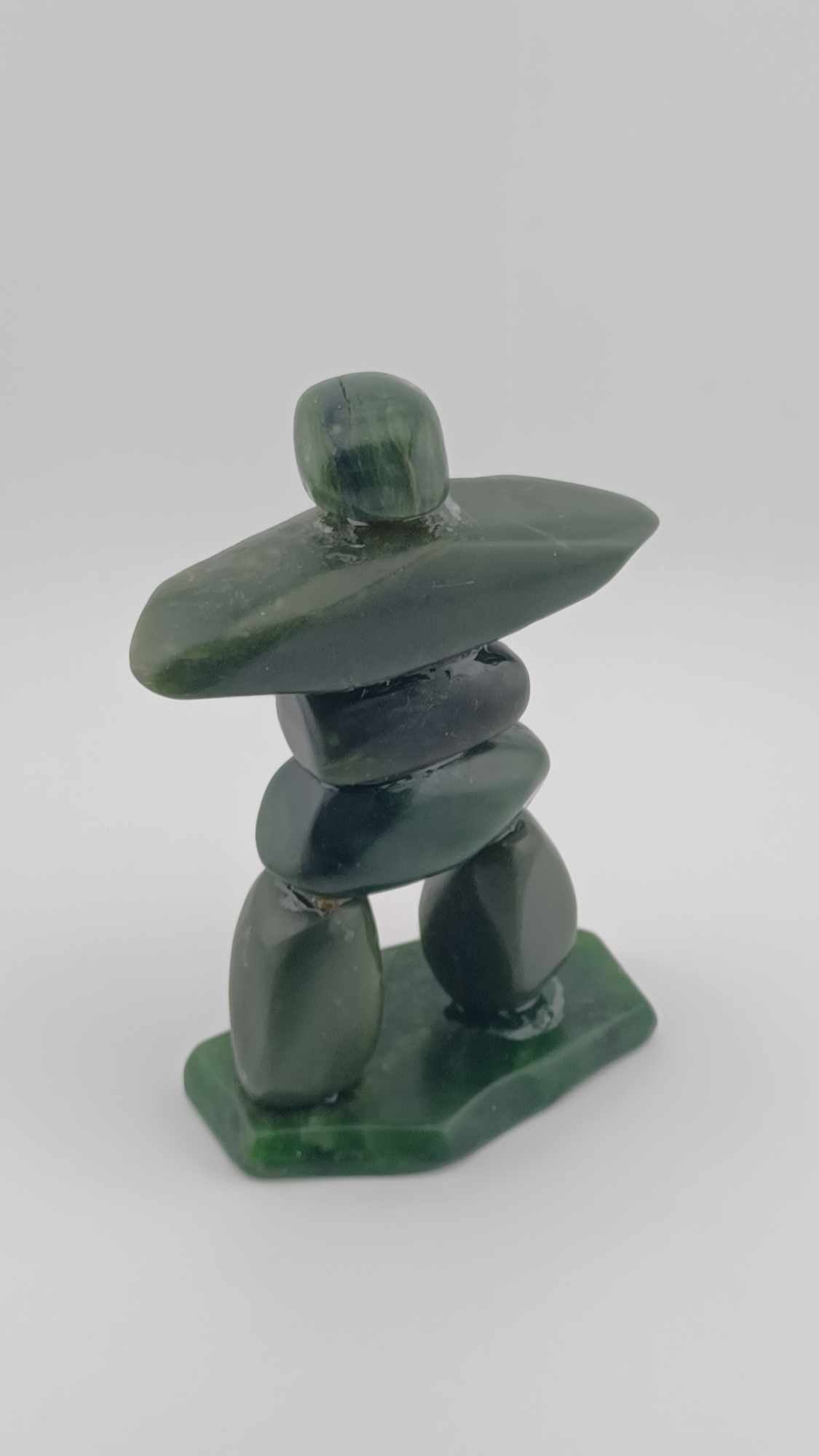 Handcrafted Nephrite Jade Inukshuk Sculpture - 358 grams