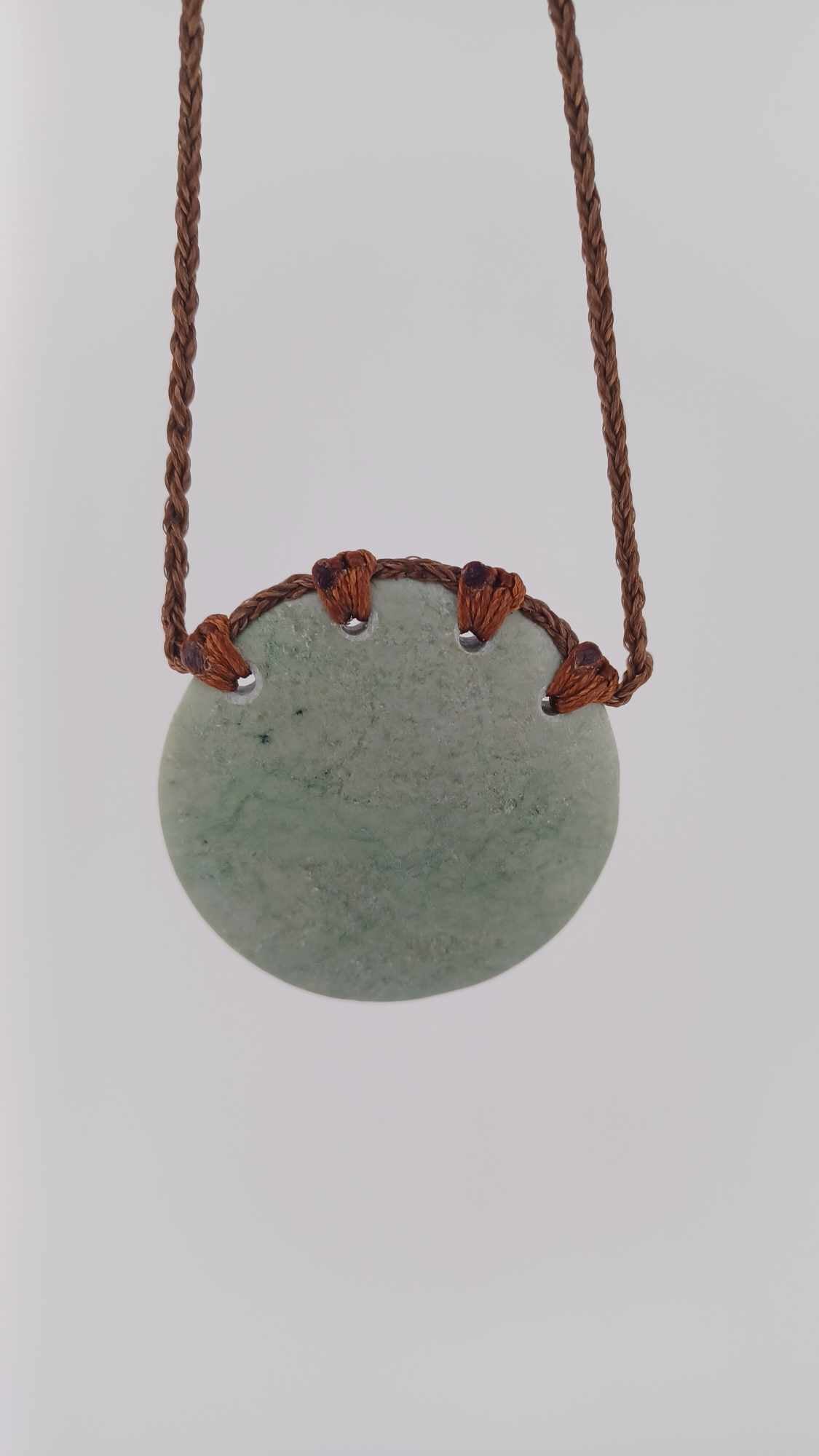 Traditional New Zealand Pounamu Disc Pendant Necklace - 45mm