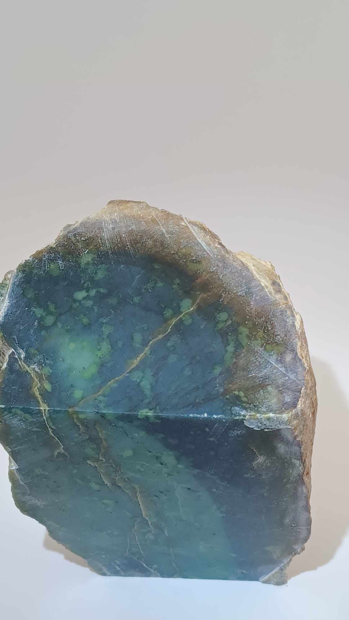 Rare Half Blue/Green Nephrite Jade - 1.3kg - Bright Green Chromium Spots