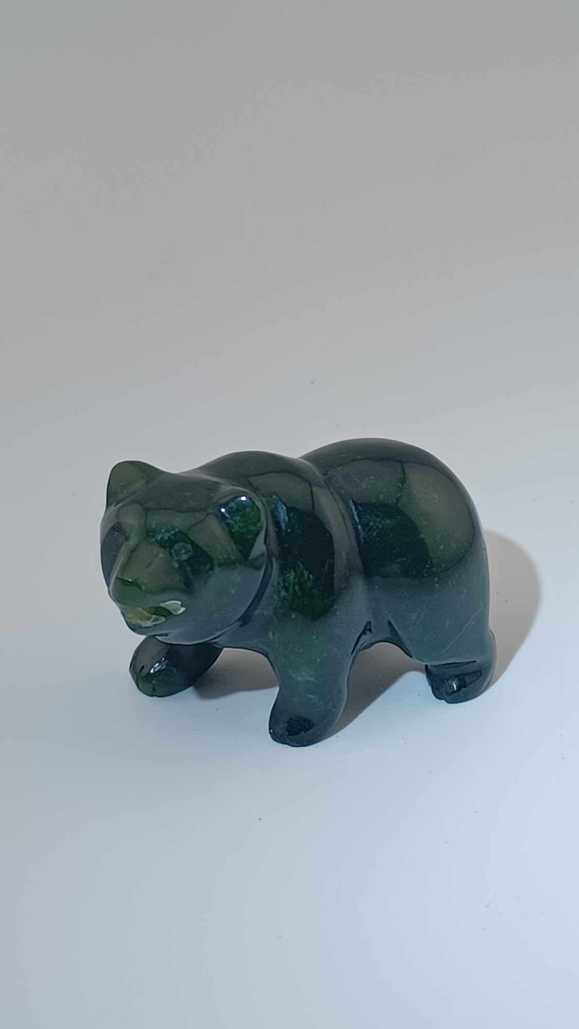 Canadian Nephrite Jade Miniature Bear Sculpture - 27grams