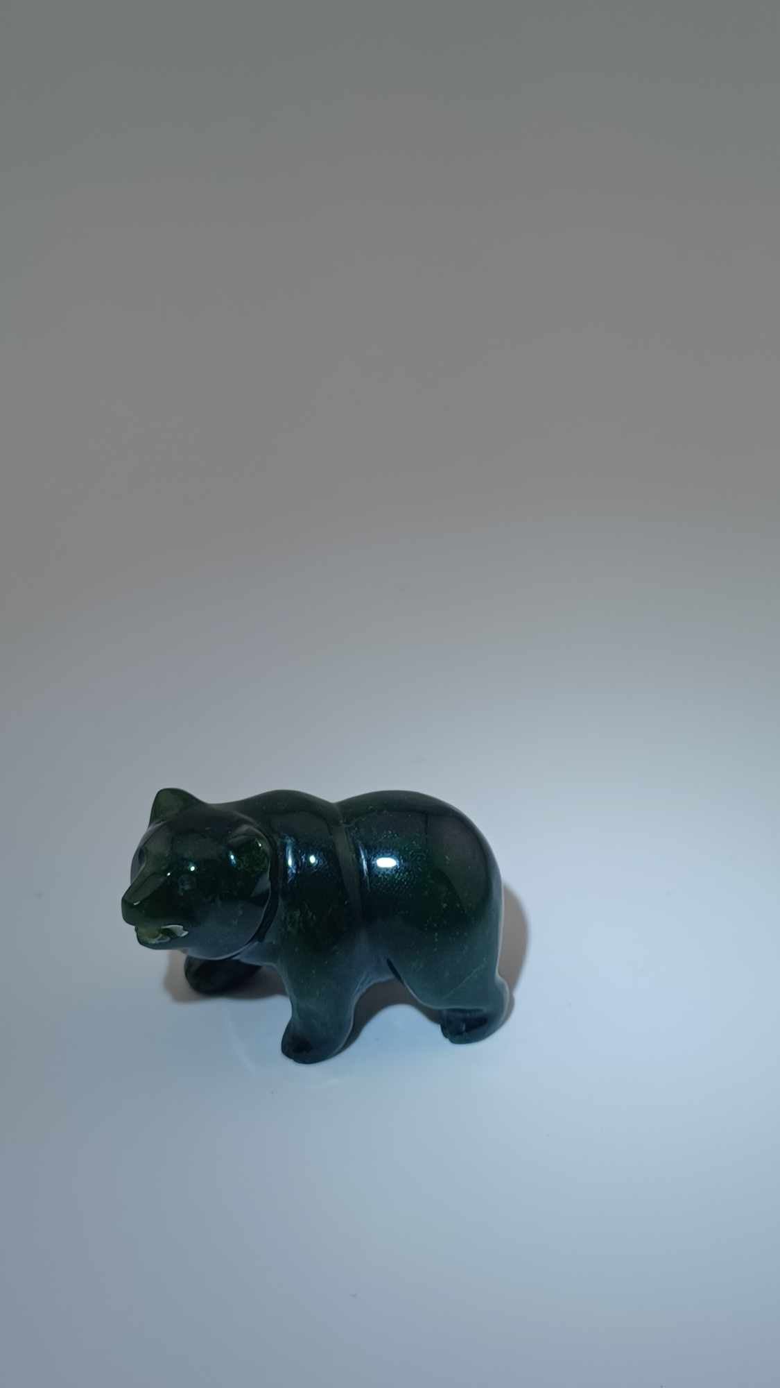 Canadian Nephrite Jade Miniature Bear Sculpture - 27grams