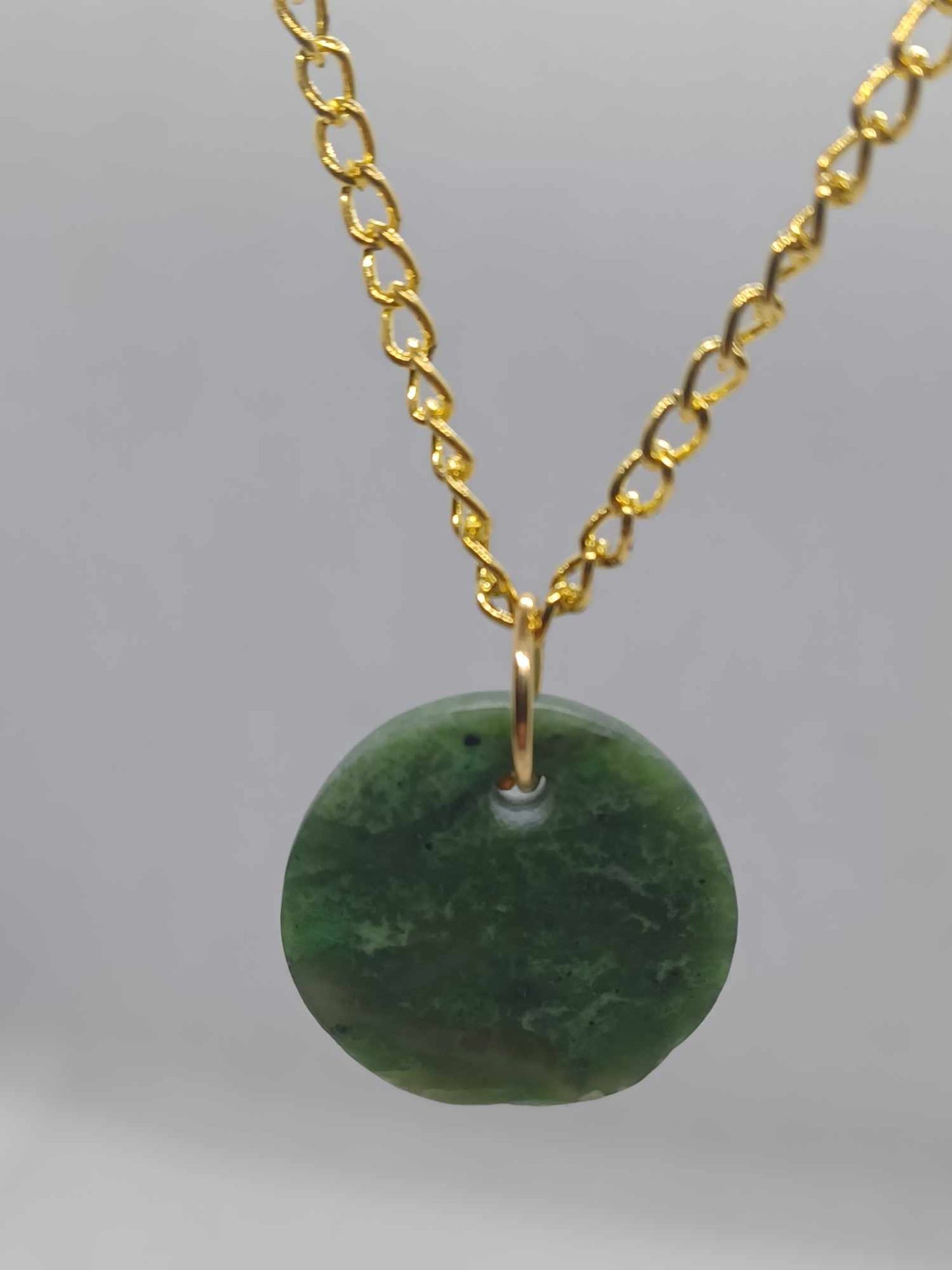 Small BC Nephrite Jade Circle Necklace