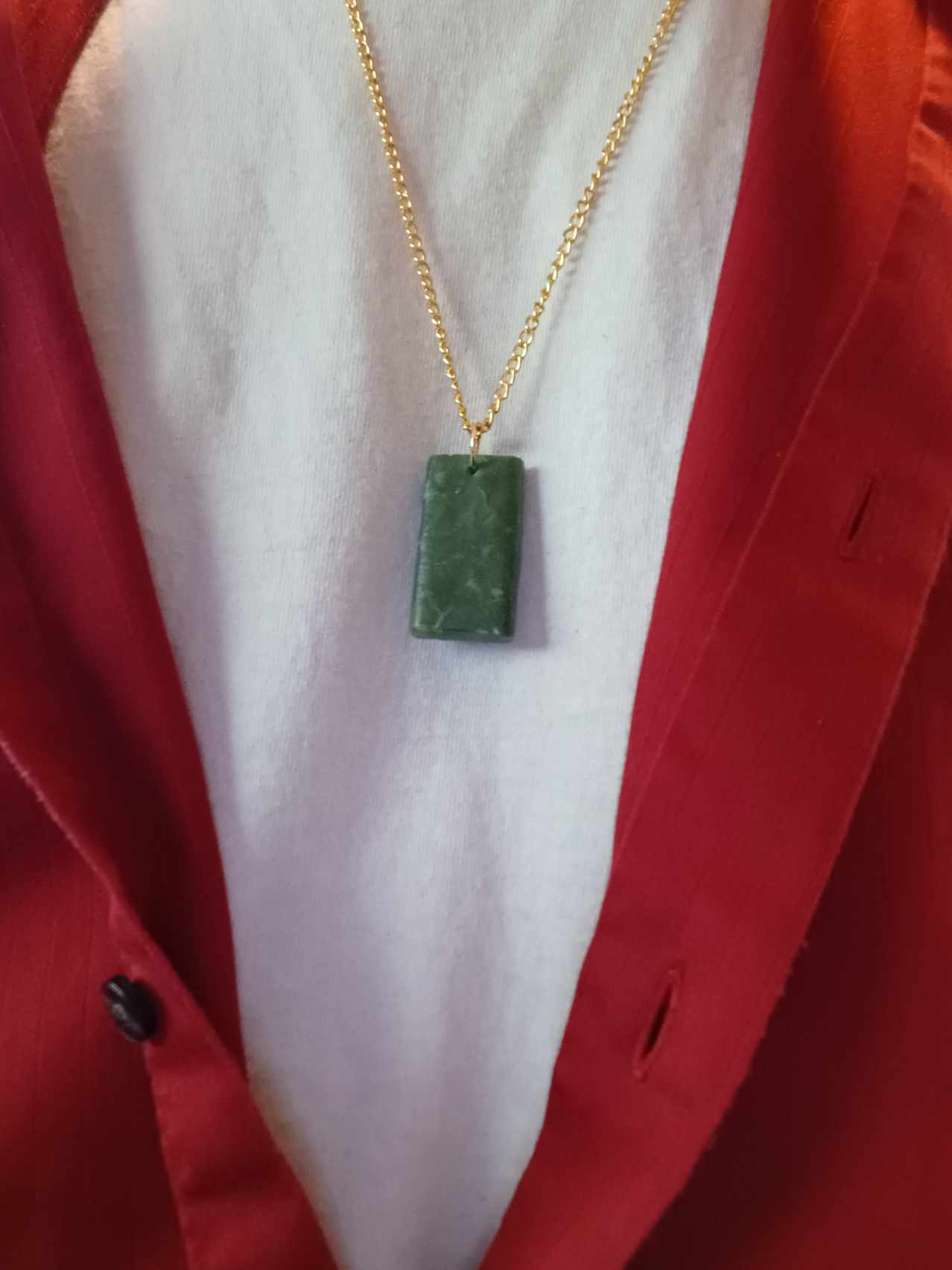 Vòng cổ hình chữ nhật thả ngọc bích Nephrite BC