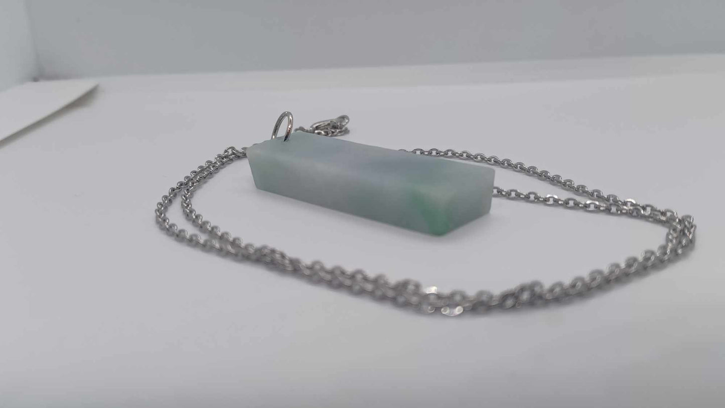 White/Green Jadeite Drop Pendant Necklace