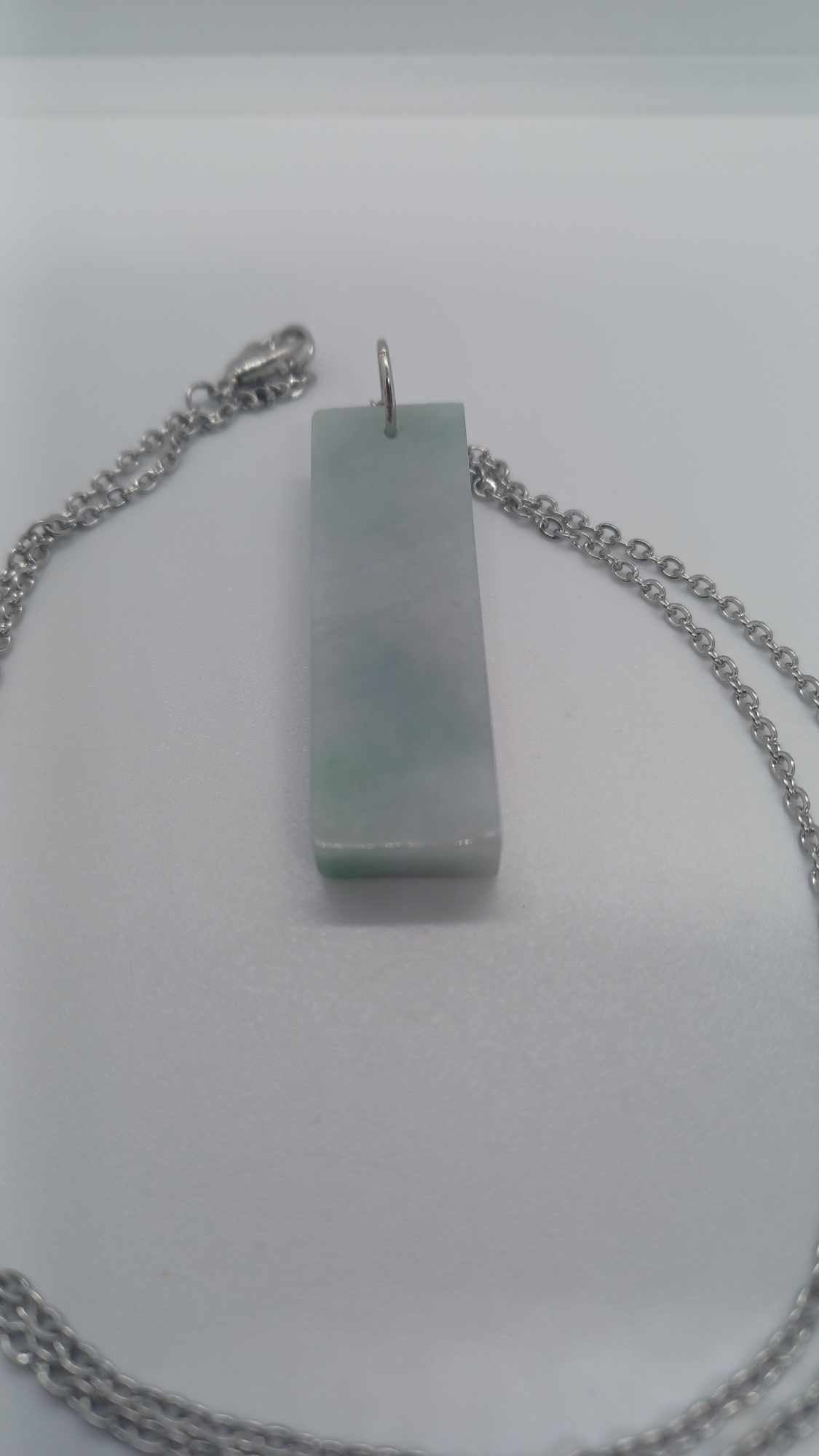 White/Green Jadeite Drop Pendant Necklace