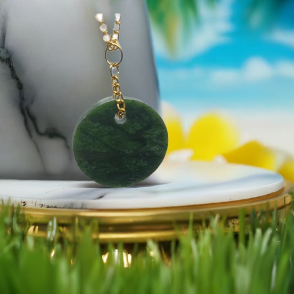 BC Nephrite Jade Circle Pendent Necklace (Grade-A+)