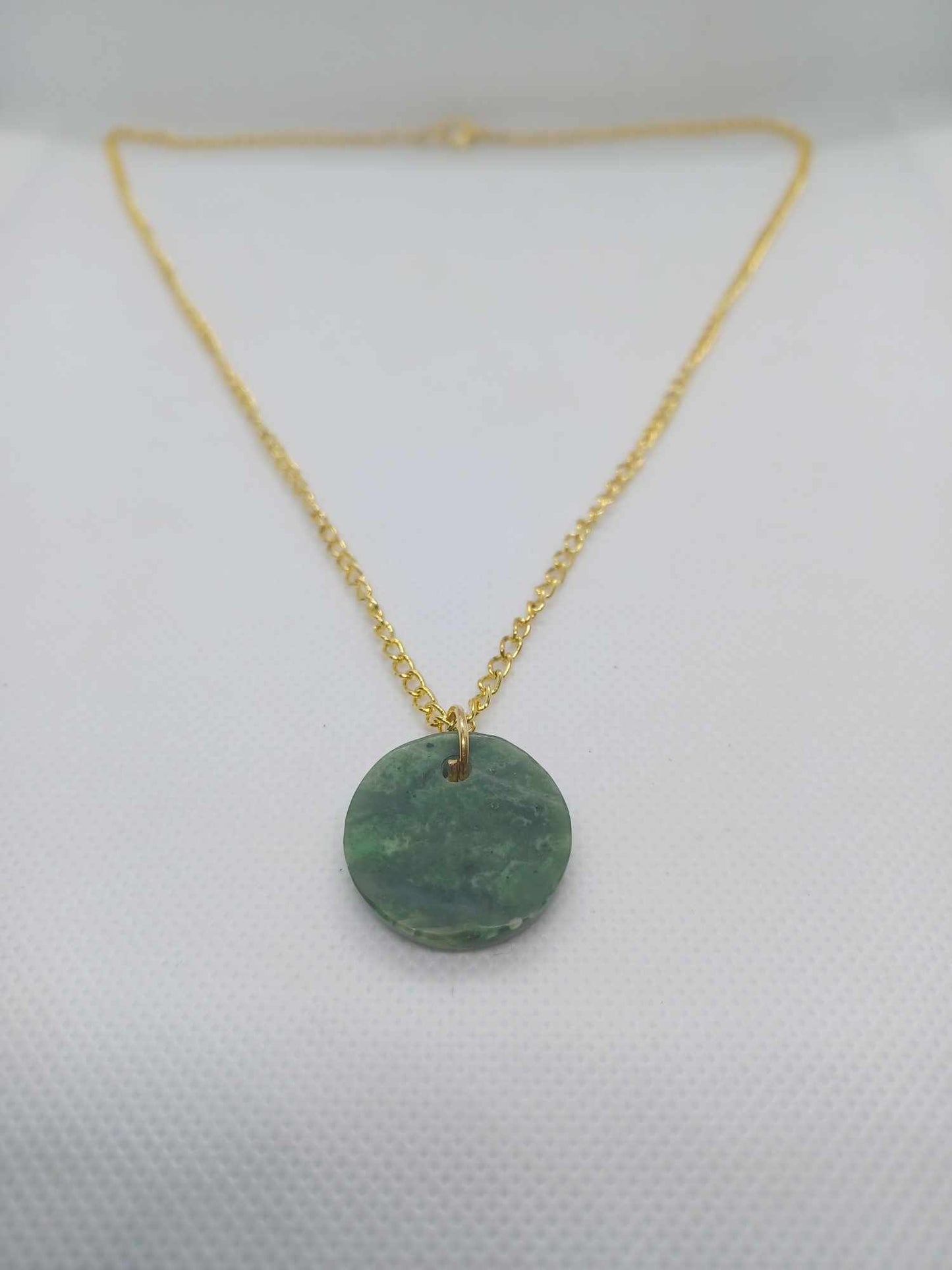 Small BC Nephrite Jade Circle Necklace